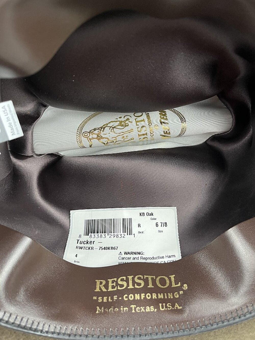 Resistol 3X Wool Tucker Cowboy Hat in Oak Size 6 7/8 - Picture 8 of 16